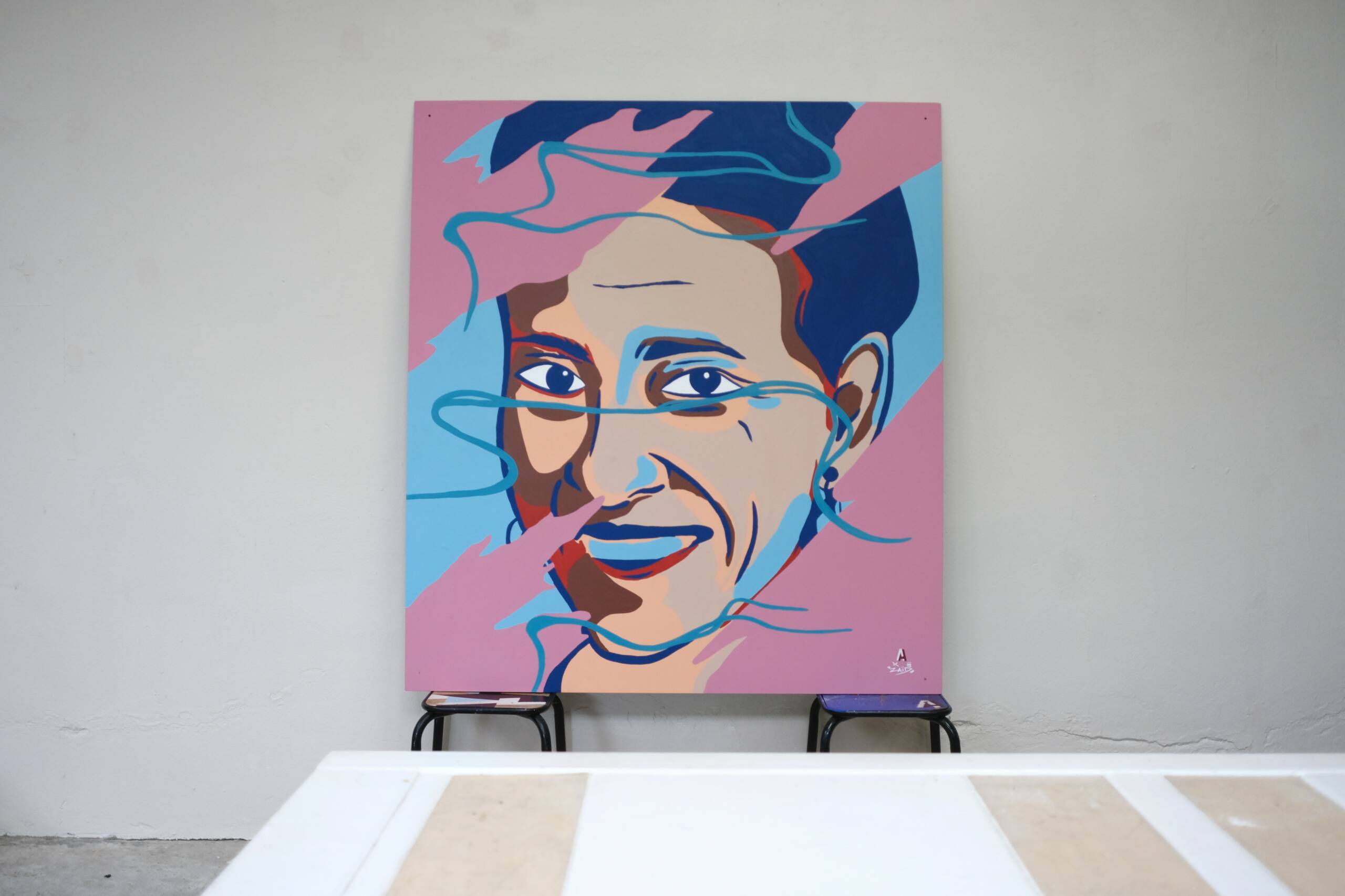 Tableau de Simone de Beauvoir par Anamorphose